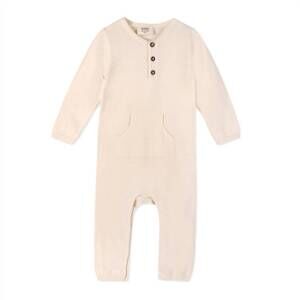 NEW VIVERANO ORGANICS kid's milan pastel kangaroo pocket jumpsuit in cream